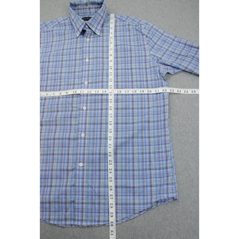 Lauren Ralph‎ Lauren Shirt Mens Large 16 - 34/35 Plaid Cotton Blend Stretch